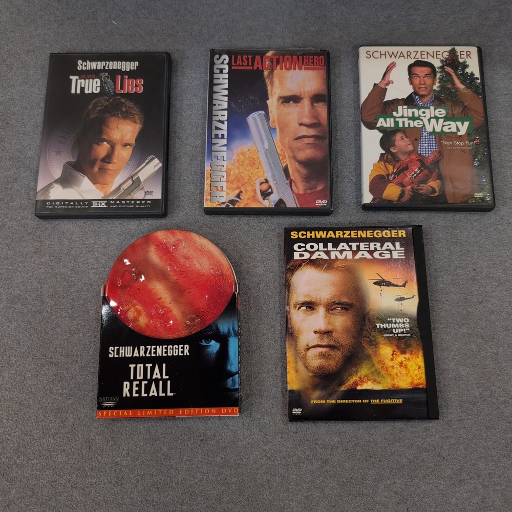 Arnold Schwarzenegger 5 DVD Movie Lot Total Recall Tin True Lies - Picture 1 of 1